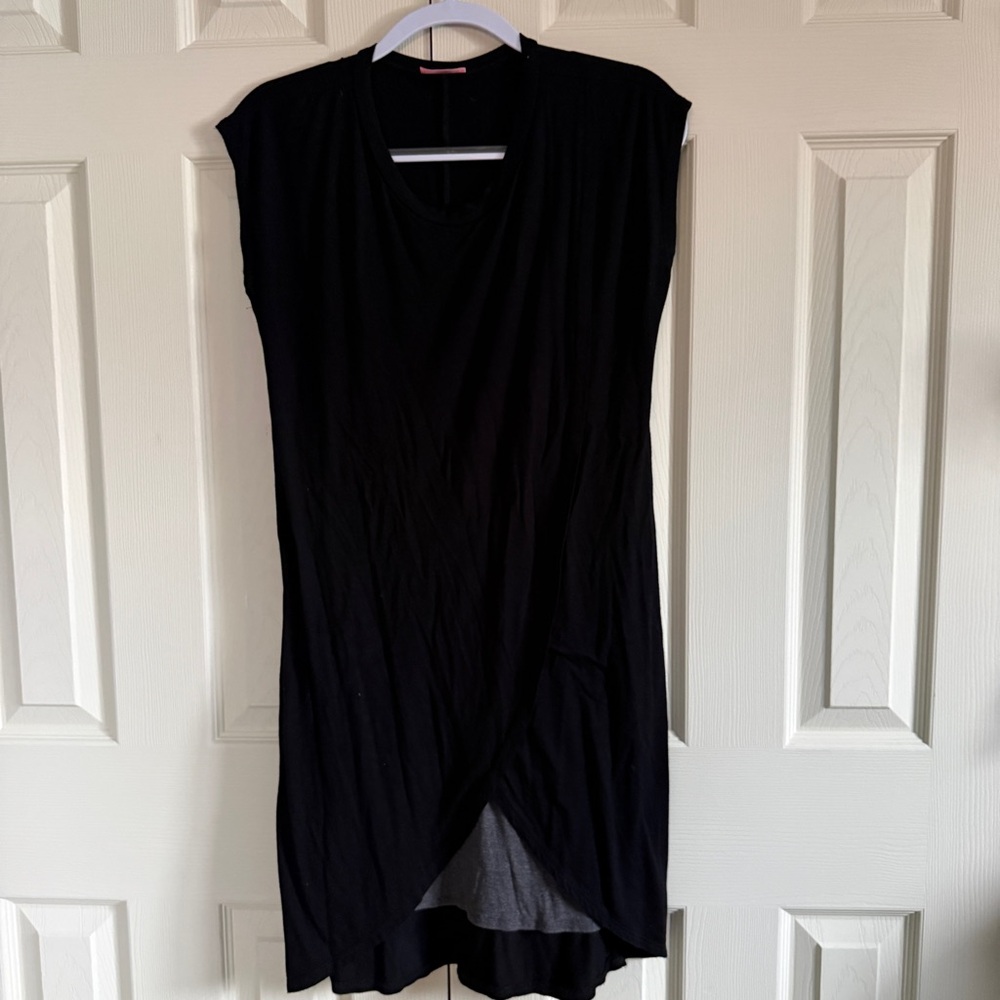 Hello MIZ Black Asymmetrical Nursing Dress